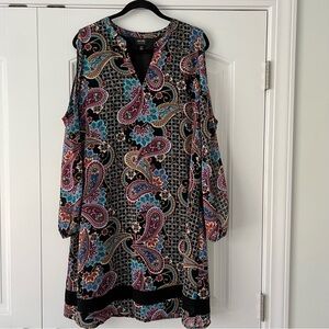 Nicole Miller Multicolor Paisley Long Sleeve Dress